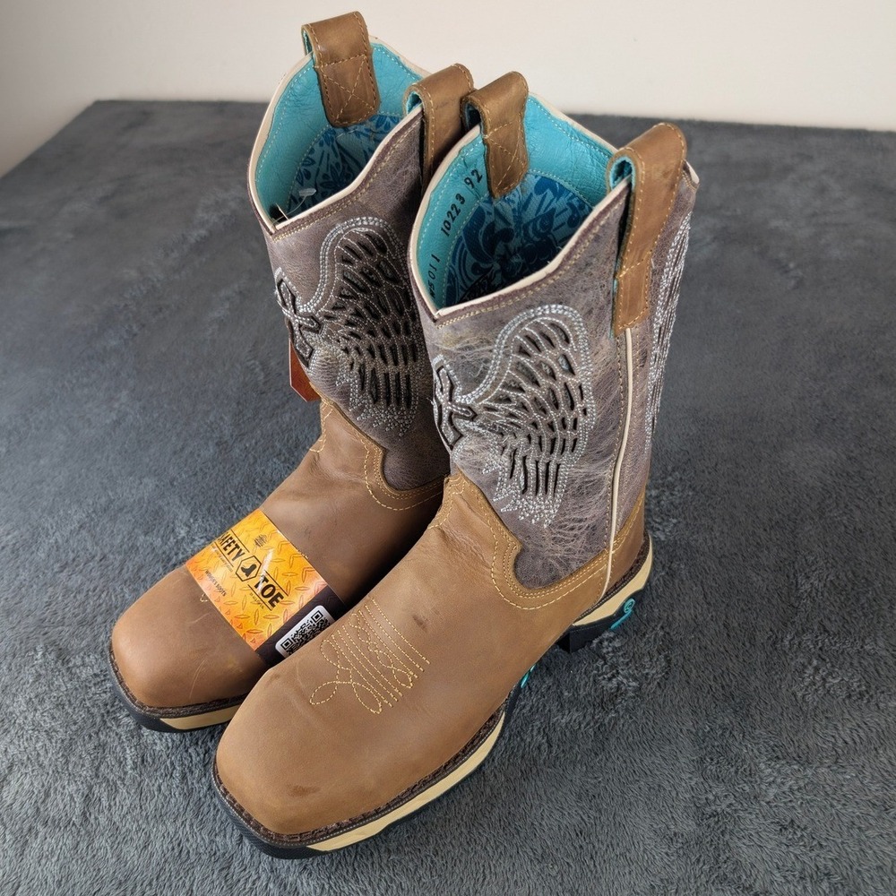 Corral Women's Cross and Wings Safety‎ Toe Western Work Boots (W5011) Size 5